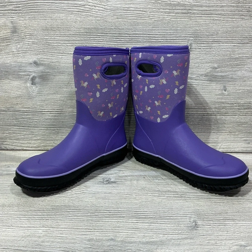 BOGS Girls Grasp Pegasus Size 6 Classic Waterproof Snow Boot Purple Unicorn NEW